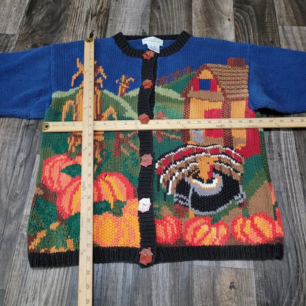 Vintage Alexandra Bartlett Eagle Eye Thanksgiving Holiday Cardigan Sweater 2X - Picture 7 of 15